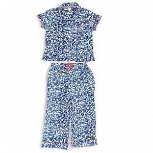 Sunday Brunch Blue Floral Pajama Pant Set Women XL Soft Stretch Lounge Sleepwear